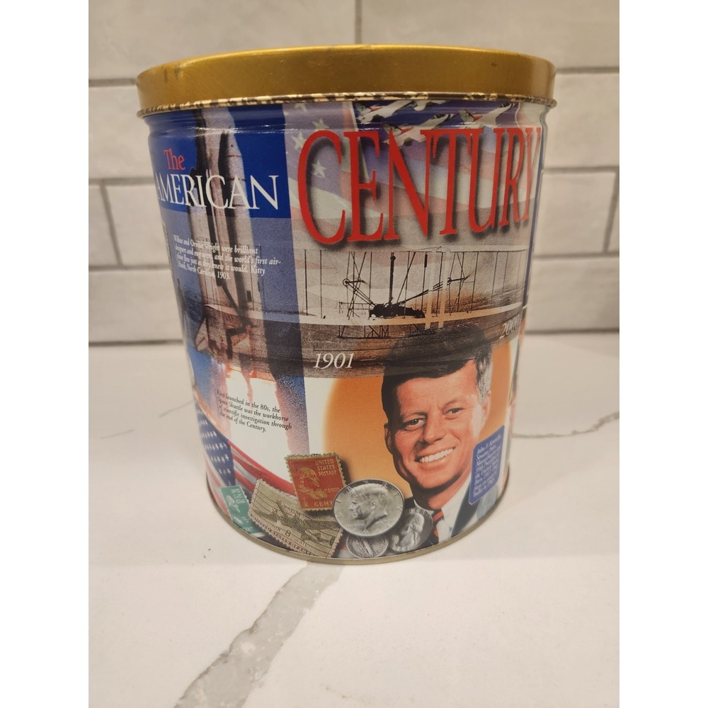 Vintage 1999 Trail's End Gourmet Popcorn "The American Century" Tin 1901-2000